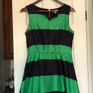 Green and navy striped dress